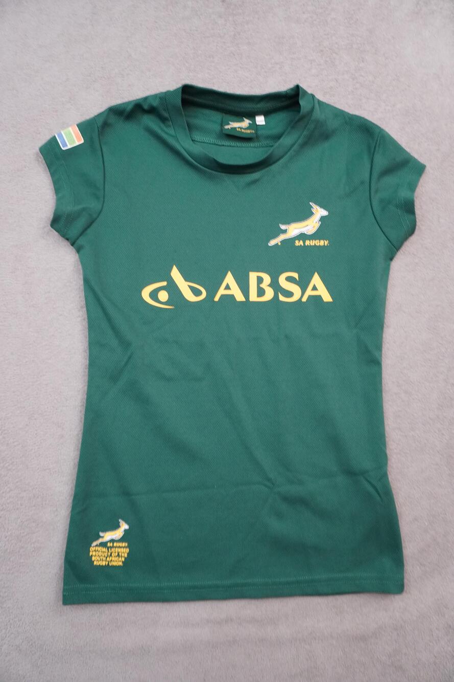 South Africa Springboks Jersey Girls Large Green Rugby SA Rugby ABSA Shirt